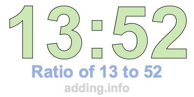 Ratio of 13 to 52 Ratio of 13 to 52
