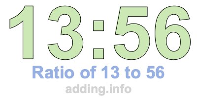 Ratio of 13 to 56 Ratio of 13 to 56