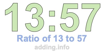 Ratio of 13 to 57 Ratio of 13 to 57