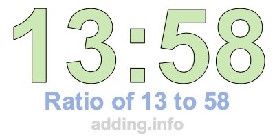 Ratio of 13 to 58 Ratio of 13 to 58