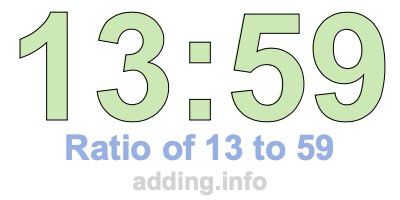 Ratio of 13 to 59 Ratio of 13 to 59