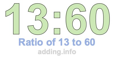 Ratio of 13 to 60 Ratio of 13 to 60