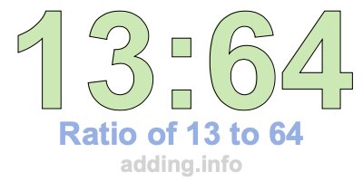 Ratio of 13 to 64 Ratio of 13 to 64