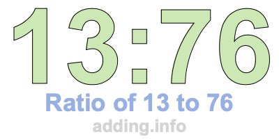 Ratio of 13 to 76 Ratio of 13 to 76