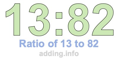 Ratio of 13 to 82 Ratio of 13 to 82