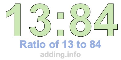 Ratio of 13 to 84