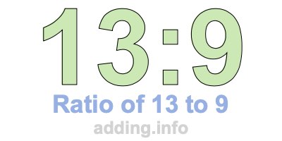 Ratio of 13 to 9 Ratio of 13 to 9