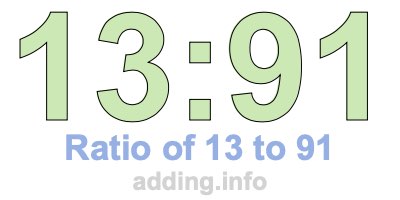 Ratio of 13 to 91 Ratio of 13 to 91