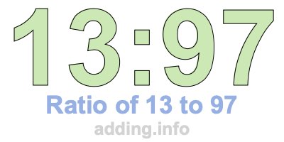 Ratio of 13 to 97