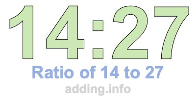 Ratio of 14 to 27 Ratio of 14 to 27