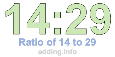 Ratio of 14 to 29 Ratio of 14 to 29