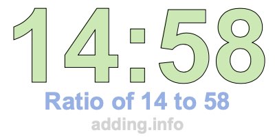 Ratio of 14 to 58 Ratio of 14 to 58