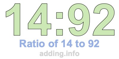 Ratio of 14 to 92 Ratio of 14 to 92