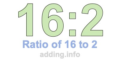 Ratio of 16 to 2 Ratio of 16 to 2