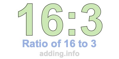 Ratio of 16 to 3 Ratio of 16 to 3