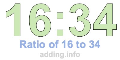 Ratio of 16 to 34 Ratio of 16 to 34