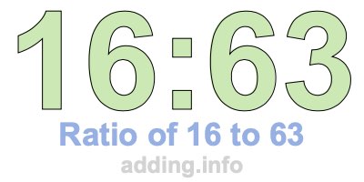 Ratio of 16 to 63 Ratio of 16 to 63