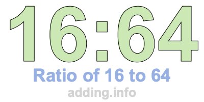 Ratio of 16 to 64 Ratio of 16 to 64