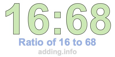Ratio of 16 to 68 Ratio of 16 to 68