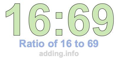 Ratio of 16 to 69 Ratio of 16 to 69