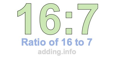 Ratio of 16 to 7 Ratio of 16 to 7