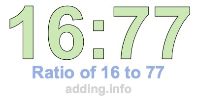Ratio of 16 to 77