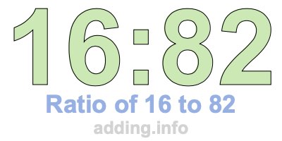 Ratio of 16 to 82 Ratio of 16 to 82