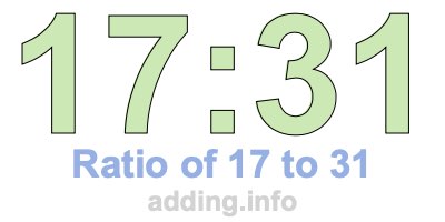 Ratio of 17 to 31 Ratio of 17 to 31