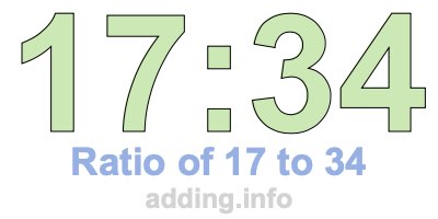 Ratio of 17 to 34 Ratio of 17 to 34