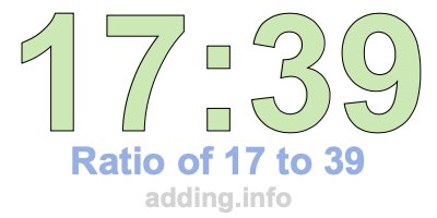 Ratio of 17 to 39 Ratio of 17 to 39