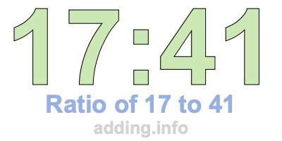 Ratio of 17 to 41 Ratio of 17 to 41