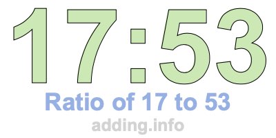 Ratio of 17 to 53 Ratio of 17 to 53