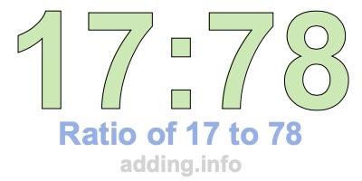 Ratio of 17 to 78 Ratio of 17 to 78