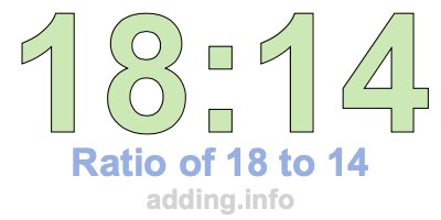 Ratio of 18 to 14 Ratio of 18 to 14