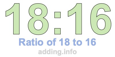 Ratio of 18 to 16 Ratio of 18 to 16