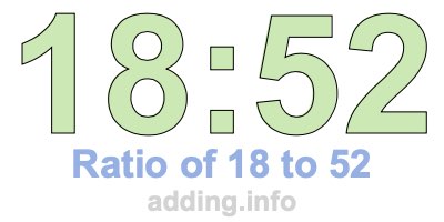 Ratio of 18 to 52 Ratio of 18 to 52