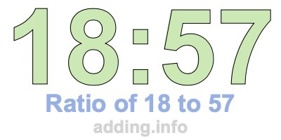Ratio of 18 to 57 Ratio of 18 to 57