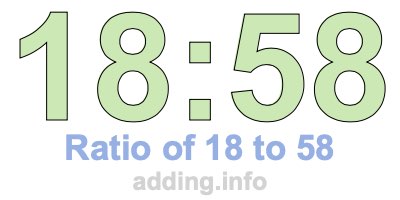 Ratio of 18 to 58 Ratio of 18 to 58