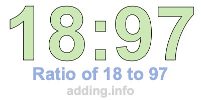 Ratio of 18 to 97 Ratio of 18 to 97