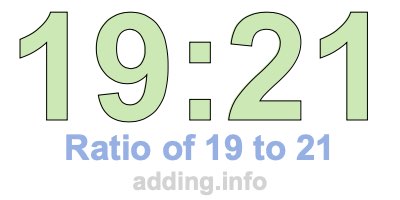 Ratio of 19 to 21 Ratio of 19 to 21