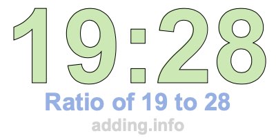 Ratio of 19 to 28 Ratio of 19 to 28