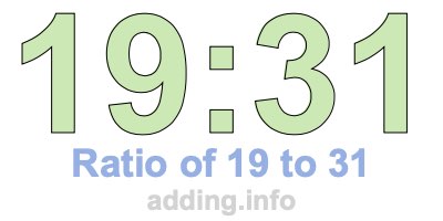 Ratio of 19 to 31 Ratio of 19 to 31