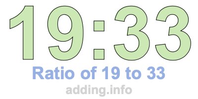 Ratio of 19 to 33 Ratio of 19 to 33