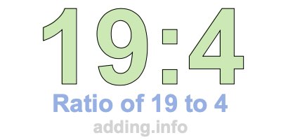 Ratio of 19 to 4 Ratio of 19 to 4