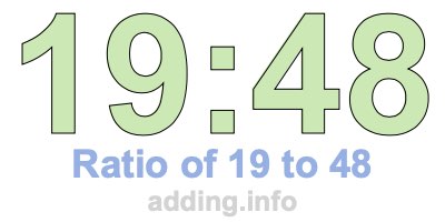 Ratio of 19 to 48 Ratio of 19 to 48