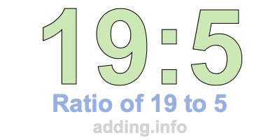 Ratio of 19 to 5 Ratio of 19 to 5
