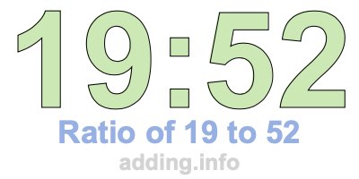 Ratio of 19 to 52 Ratio of 19 to 52