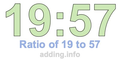 Ratio of 19 to 57 Ratio of 19 to 57