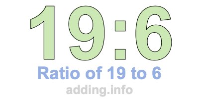 Ratio of 19 to 6 Ratio of 19 to 6