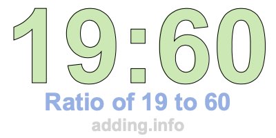 Ratio of 19 to 60 Ratio of 19 to 60
